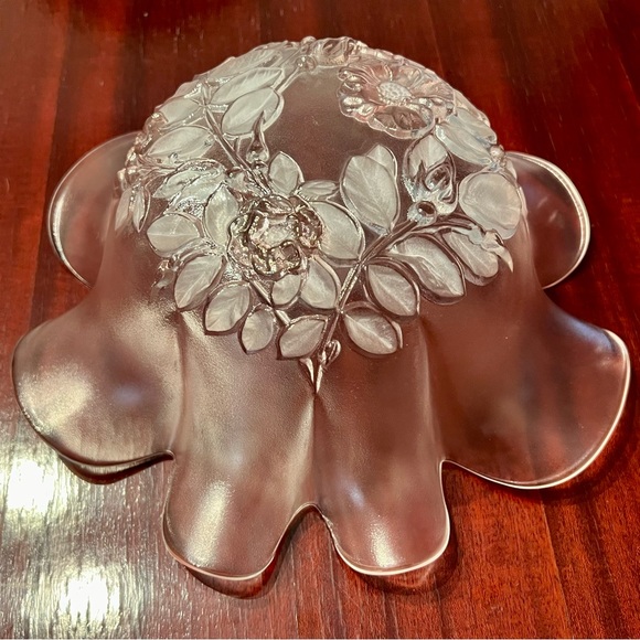 Vintage Mikasa Rosella Pink Hostess Serving Bowl Frosted Roses Walther-Glas 11” - Picture 8 of 10